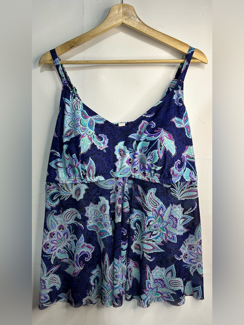 5‎ for $25🔥XL Paisley Navy Blue Tankini Swimsuit Top